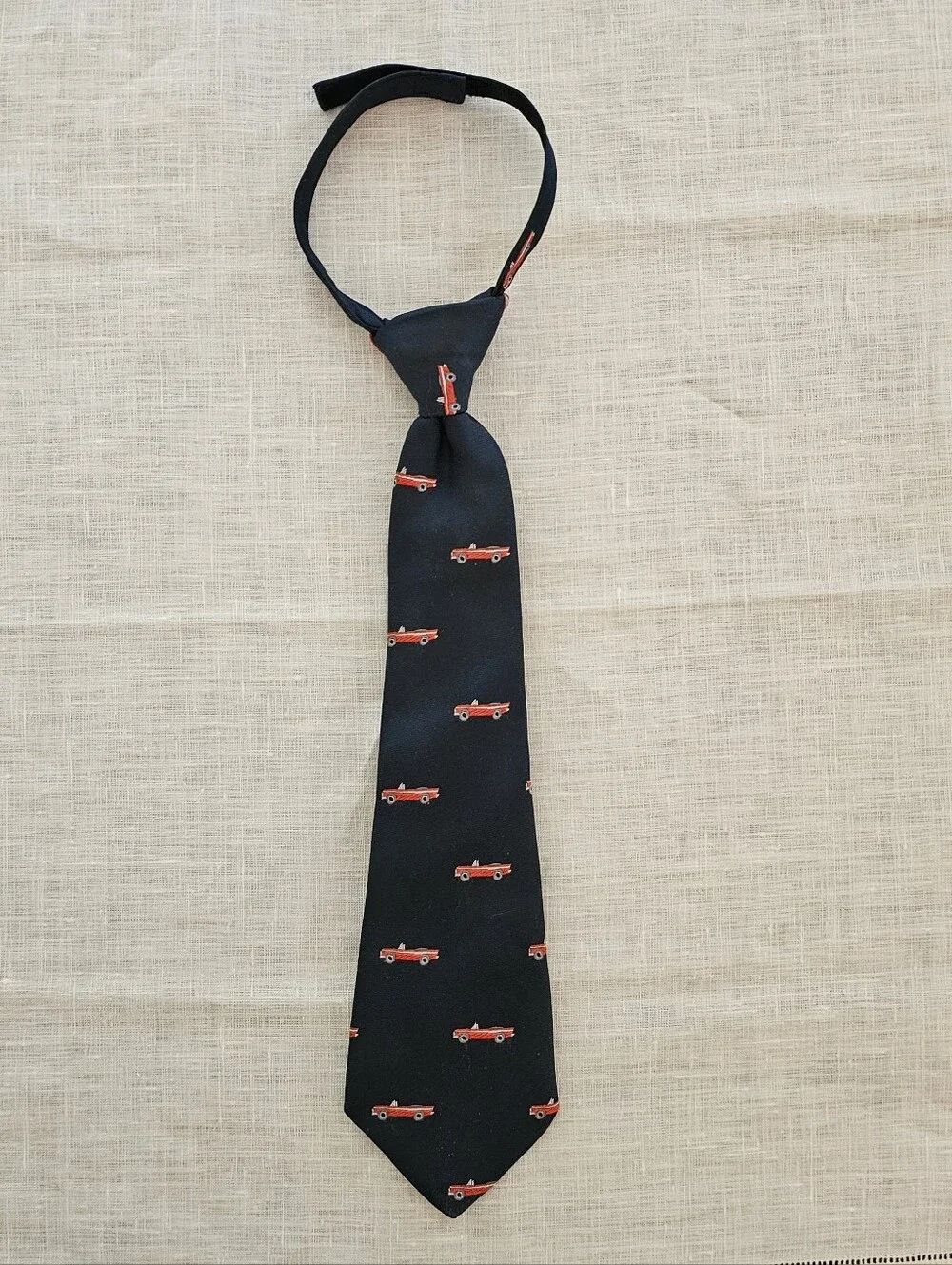 Janie and Jack Navy Kids Tie with Red Car Motif